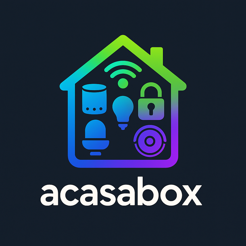 Logo do site acasabox especializada em produtos smarthome com os melhores preços e descontos