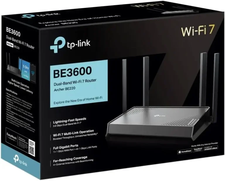 Compre o TP-Link Archer BE220 WiFi 7, 3,6 Gbps, Banda Dupla, 1 x 1 G WAN + 4 x 1 G LAN, 4 Antenas, EasyMesh, HomeShield Rede Rápida em 2025