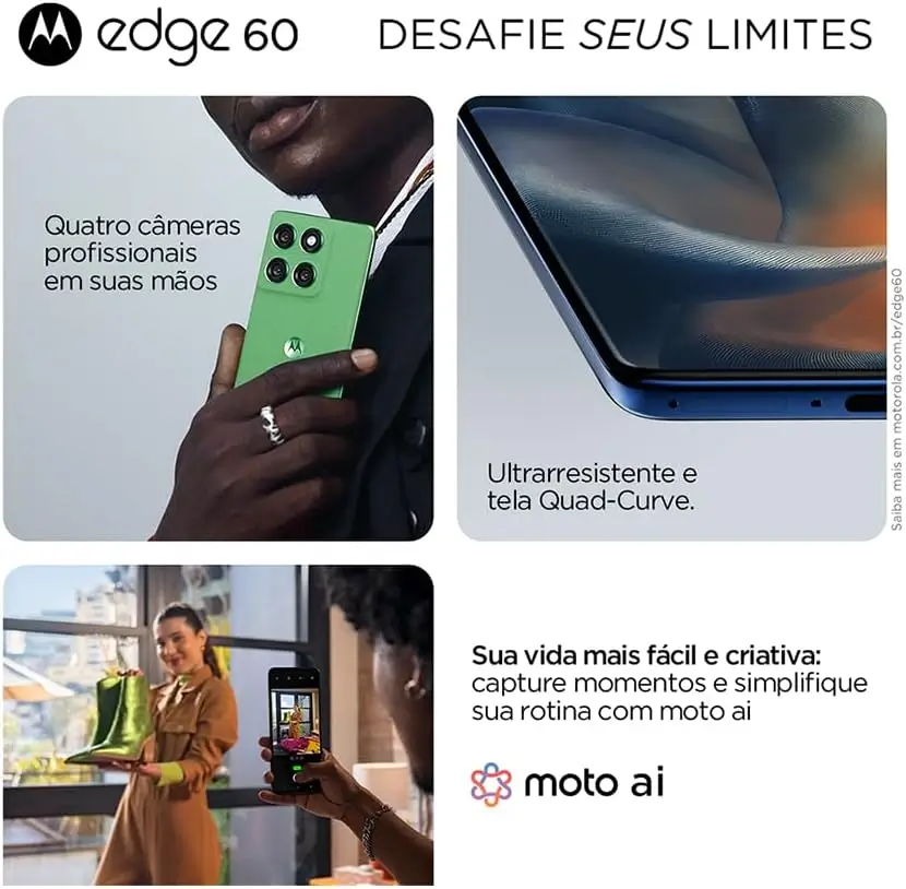 Smartphone Motorola Edge 60 5G - 512GB 24GB (12GB RAM+12GB Ram Boost)