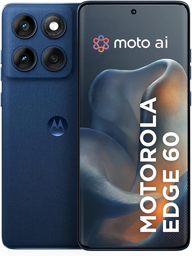 Smartphone Motorola Edge 60 5G - 512GB 24GB (12GB RAM+12GB Ram Boost) Tela Quad-Curve moto AI 50MP Sony Camera ultrarresistencia militar IP68 + IP69 - Azul Marinho