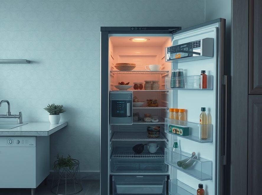 Como é o Acabamento: O Acabamento da Parte Superior (teto) do refrigerador?