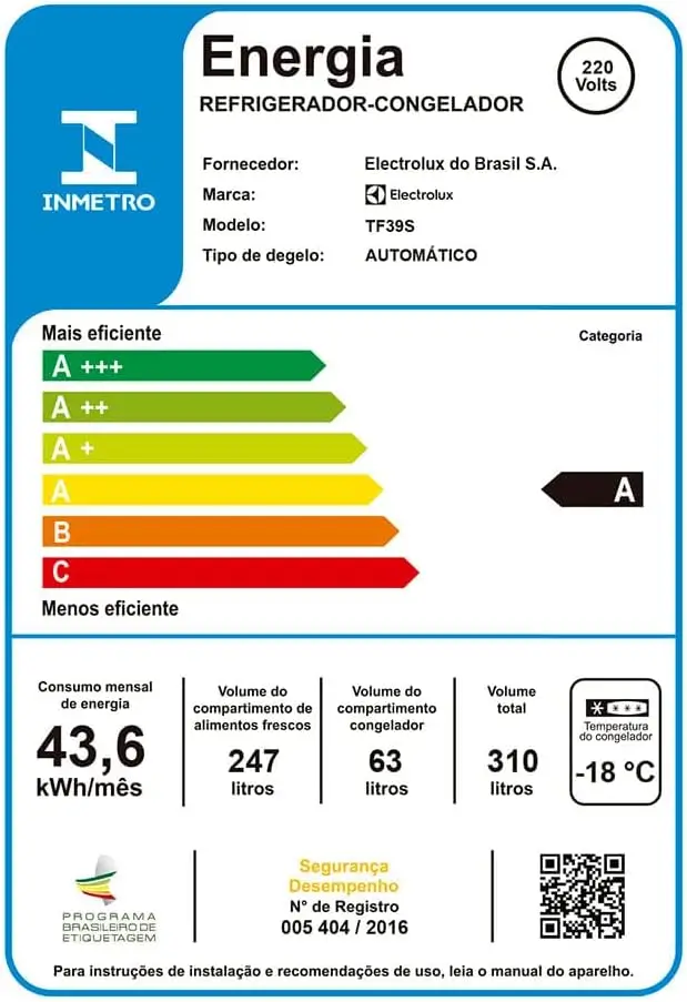 Geladeira/Refrigerador Frost Free cor Inox 310L Electrolux (TF39S) 127V