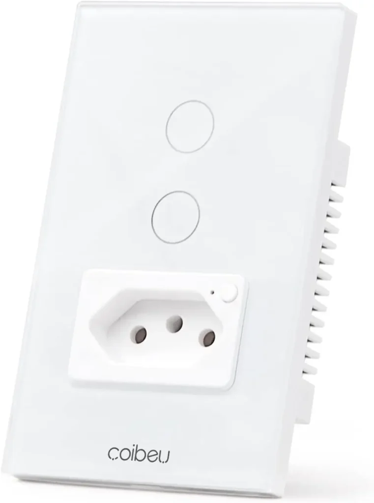 Interruptor Inteligente WiFi com Tomada, Interruptor Smart Sem Fio Doméstico Multifuncional
