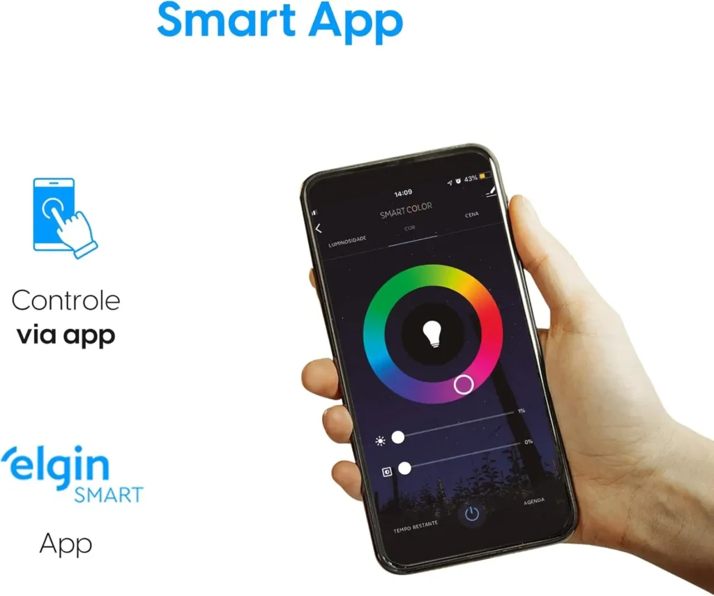 Lâmpada Inteligente Smart Color 10W Elgin RGB Wifi Compatível com Alexa e Google Home