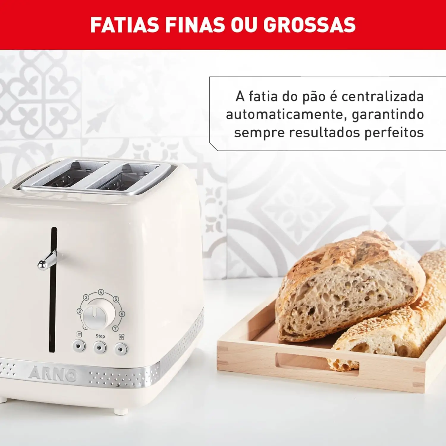 Torradeira Arno Soleil, Com 7 Níveis de Tostagem e Bandeja Removível, Marfim,